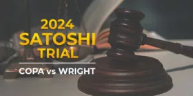 Satoshi trial with law and justice concept