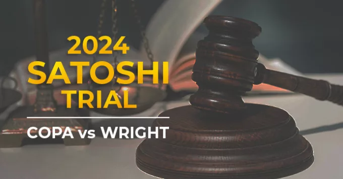 Satoshi trial with law and justice concept