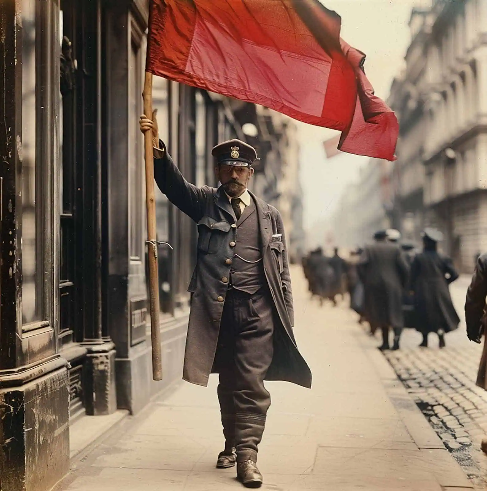 Soldier holding a flag