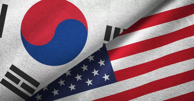 South Korea and US flags