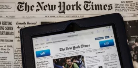 The New York Times newspaper and on tablet