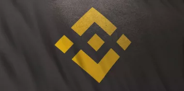 Binance icon logo on gray flag banner background