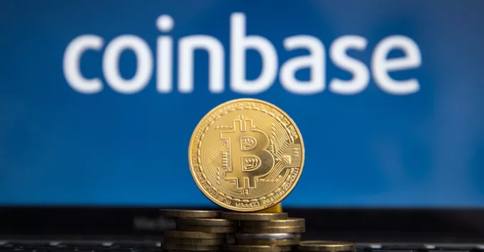 Coinbase logo with Bitcoin