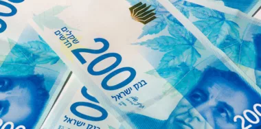 Stack of Israeli money bills of 200 shekel