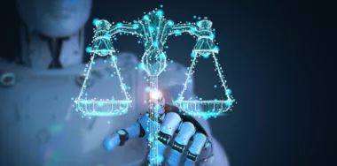 Internet law concept with 3D rendering AI robot