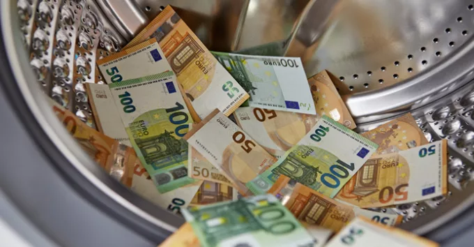 Euro banknotes in washing machine