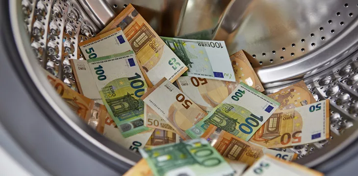 Euro banknotes in washing machine