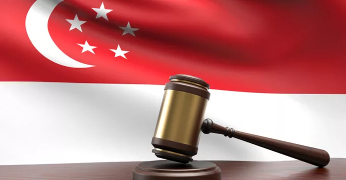 Singapore country national flag with judge gavel