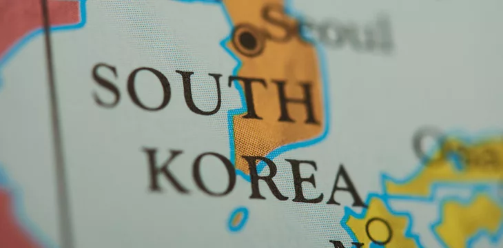 South korea country on paper map