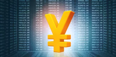 Yen sign on stock market background