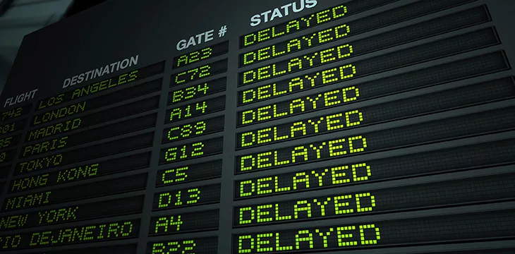 Airport Flight Information Board, Delayed