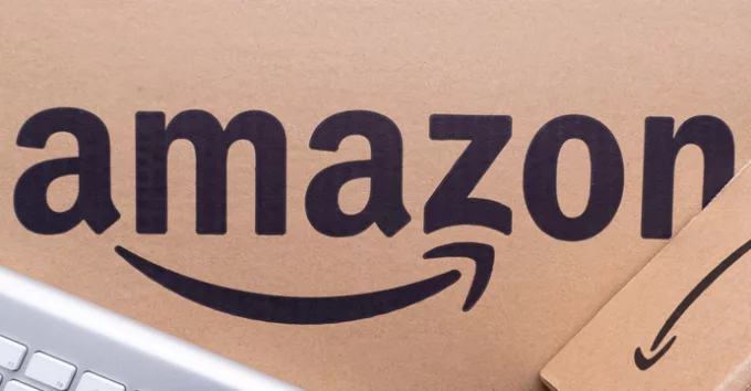 Amazon logo with brown background