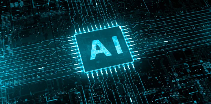 Artificial Intelligence chip on a circuit board