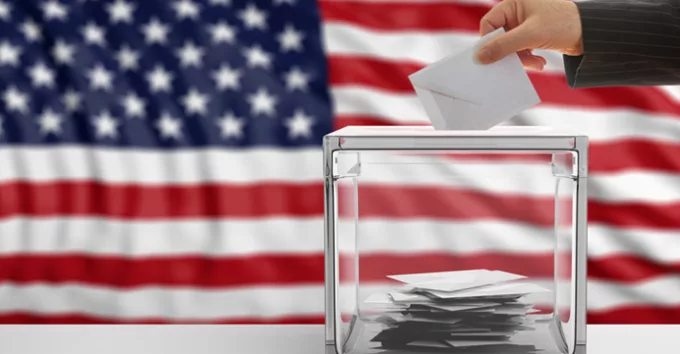 Voter with USA flag background