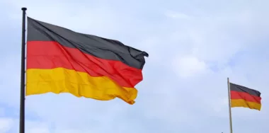 National flag of Germany waving in the sky