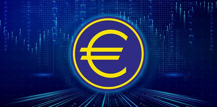 Euro currency logo images on digital background