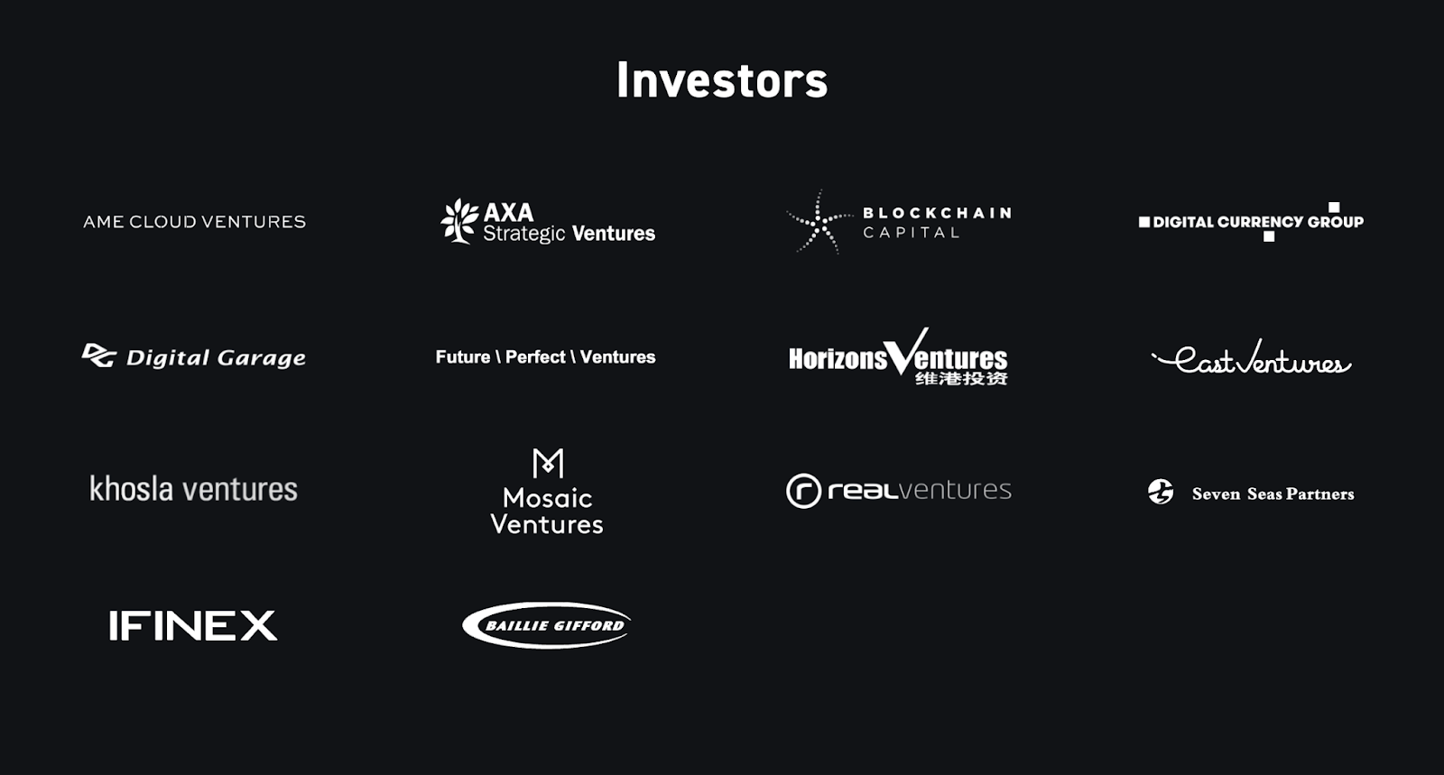 Investors list with black background