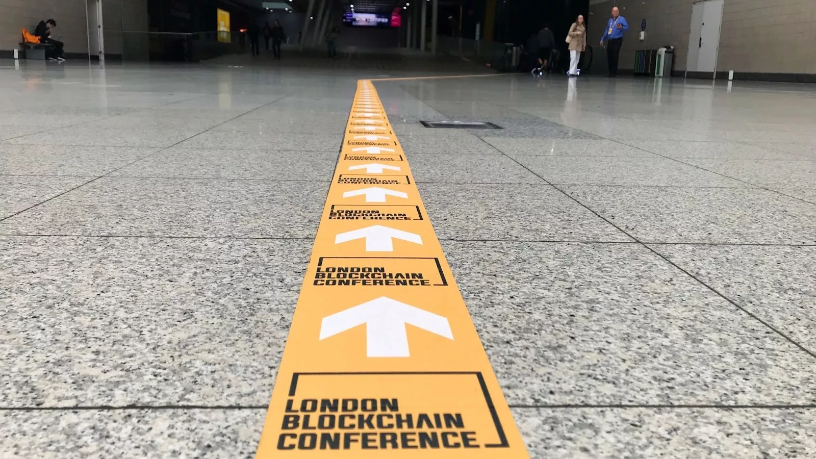 London Blockchain Conference signage on the floor