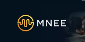 MNEE logo with dark background