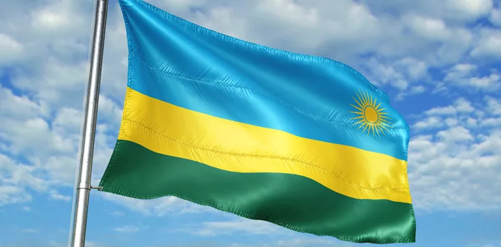 Rwanda flag waving on flagpole