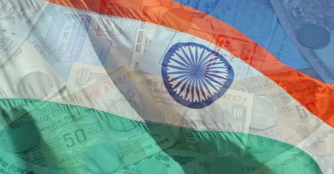 India flag with banknotes