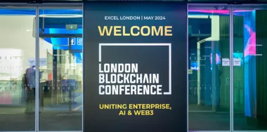 London Blockchain Conference welcome signboard