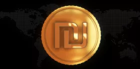 Golden Israeli new shekel currency symbol