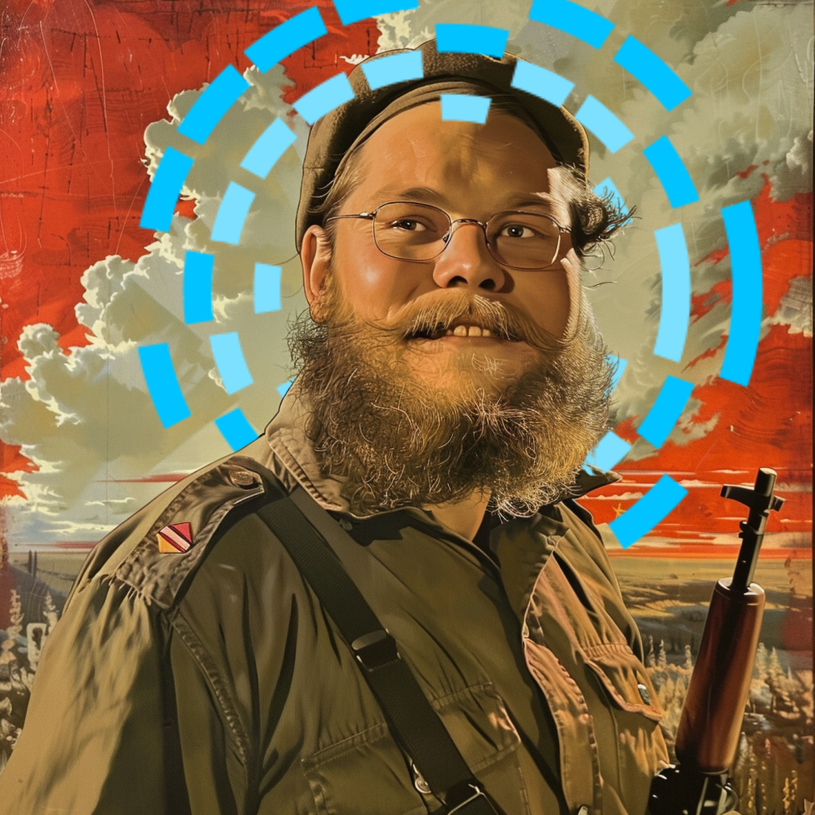 Soldier with art design background