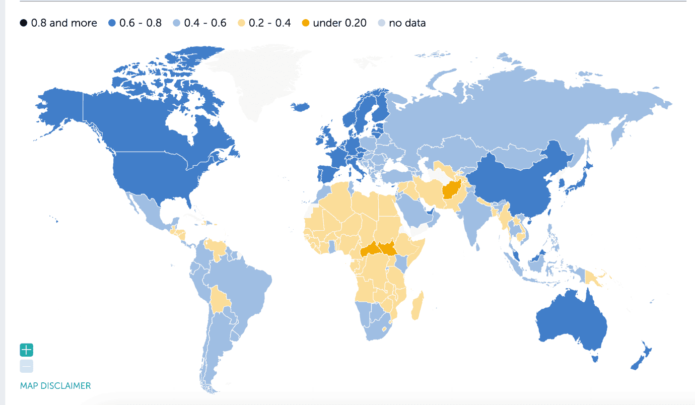 AI Preparedness Index map