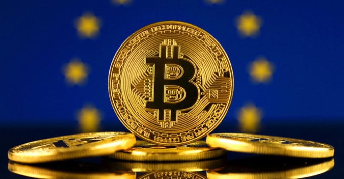 EU flag with gold coin