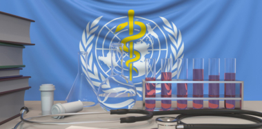 Laboratory equipment on World Health Organization background