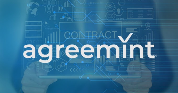 AgreeMint logo with contract management generic background