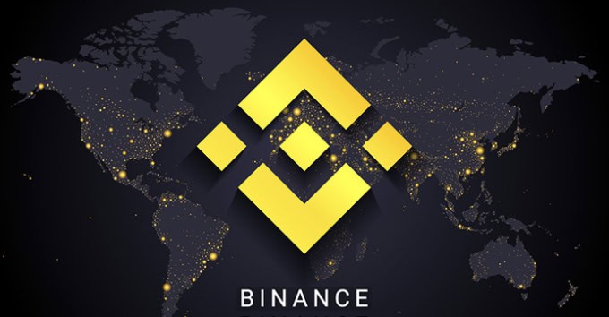 Binance logo with digital map