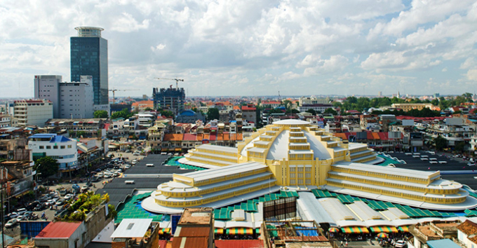 Psar thmei central market in phnom penh cambodia