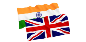 Flags of India and Great Britain on a white background