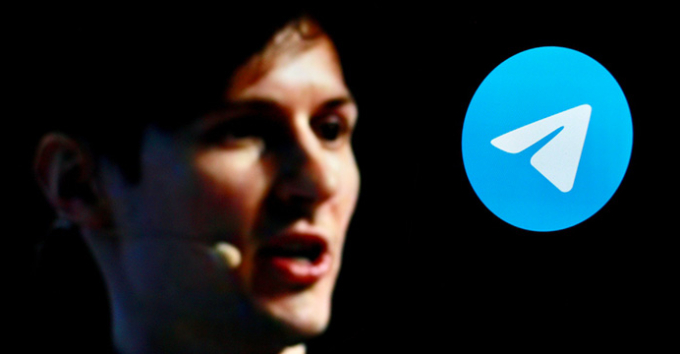 Telegram logo with blurred human face