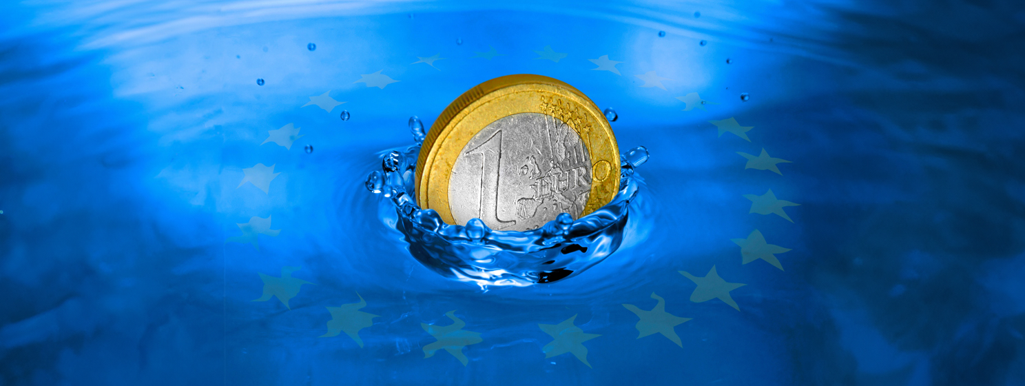 Euro coin in water