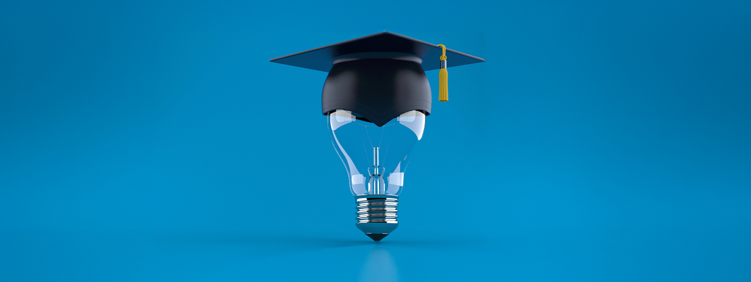 Mortarboard on light bulb