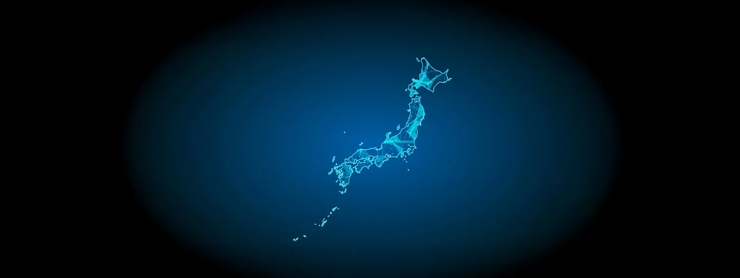 Digital network line forming map of Japan