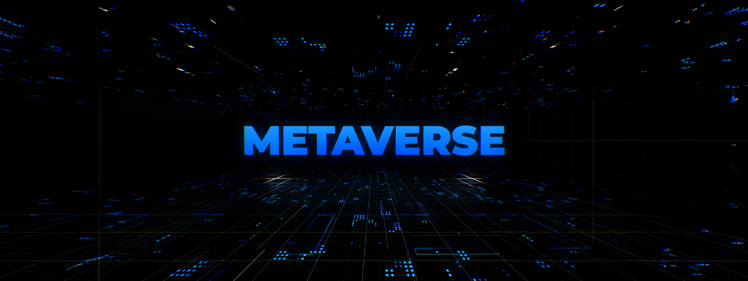 Word metaverse with digital cyber network in futuristic environment background