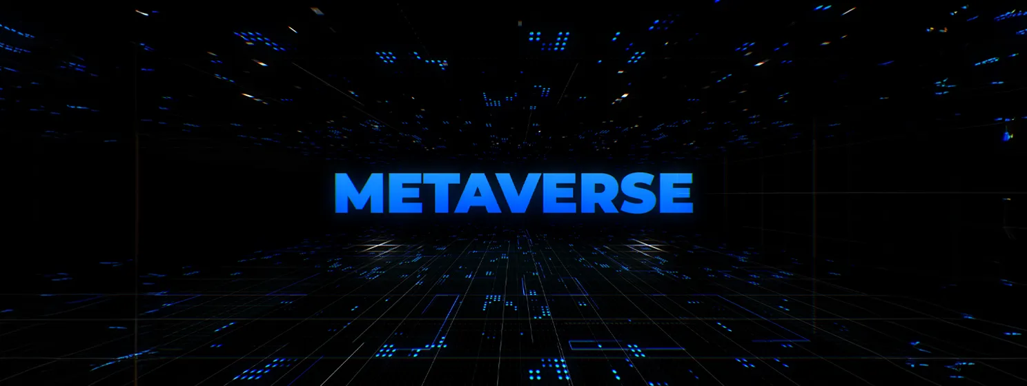 Word metaverse with digital cyber network in futuristic environment background