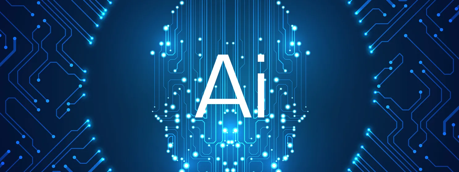 AI on blue tech background