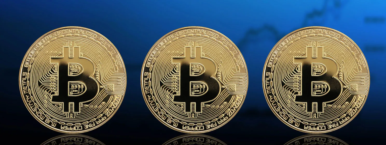 Three BTC coins