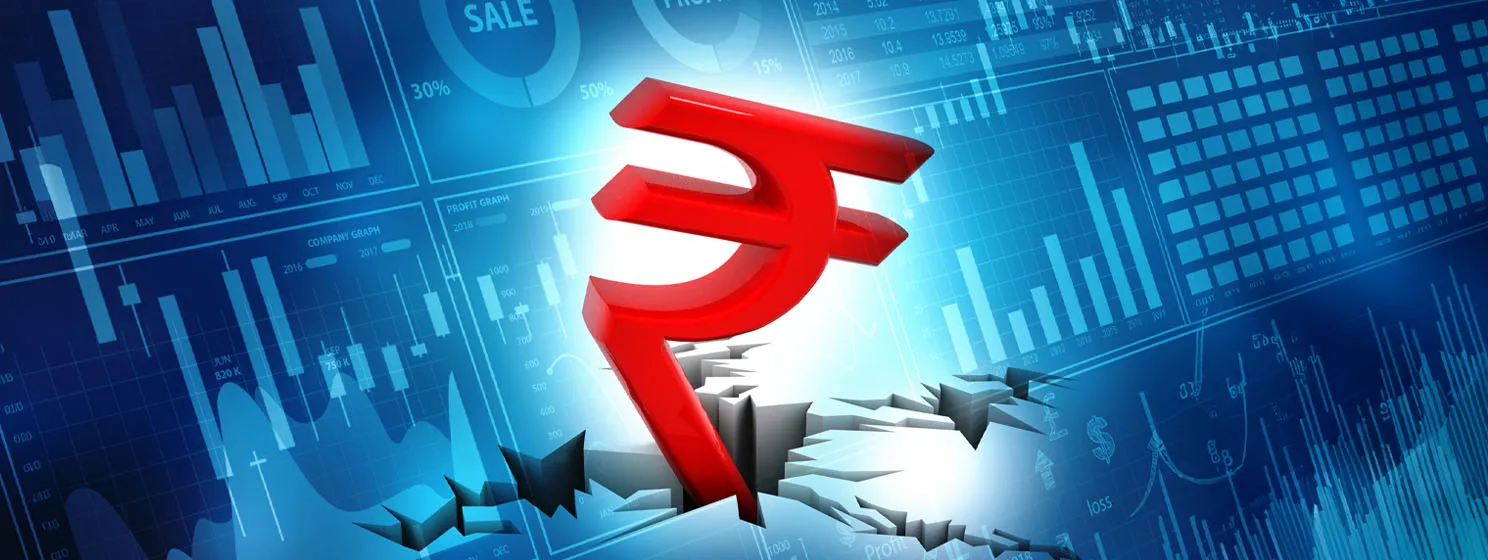 E-rupee over finance chart background