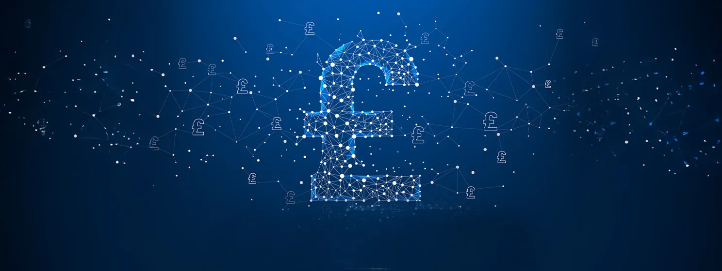 Pound currency on a polygon dotted connection