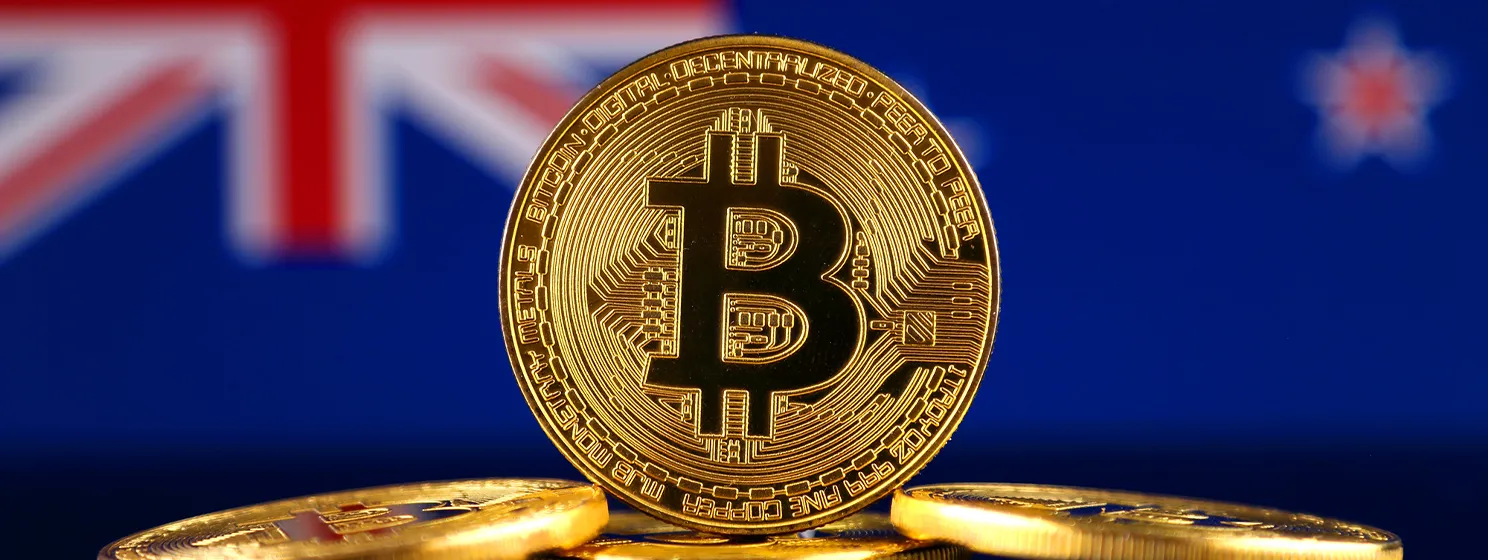 Physical version of Bitcoin with New Zealand flag