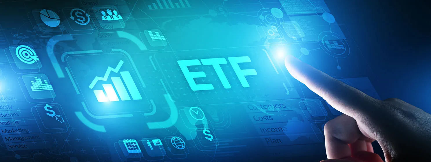 ETF Exchange traded fund Trading Investment Business finance concept on virtual screen