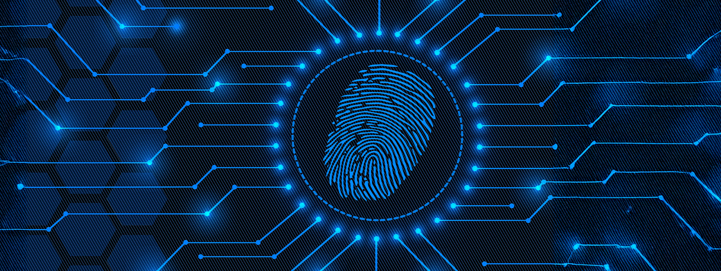 Fingerprint logo between information connecting lines