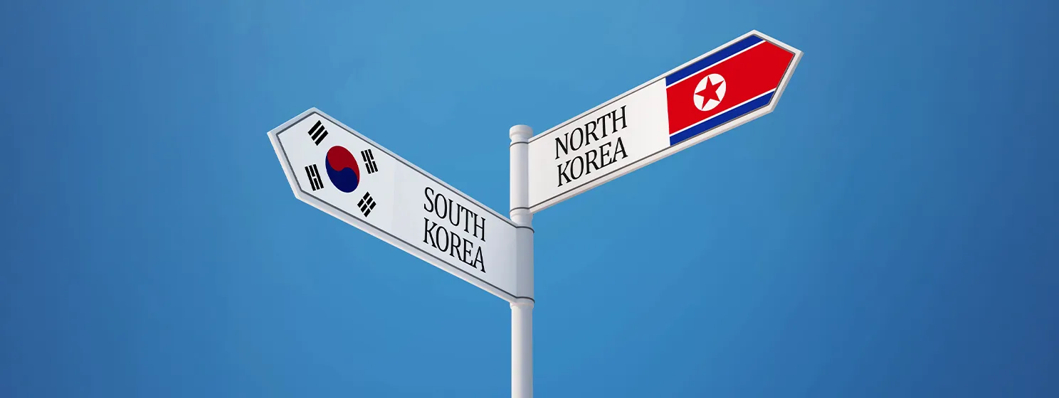 South Korea and North Korea direction signage