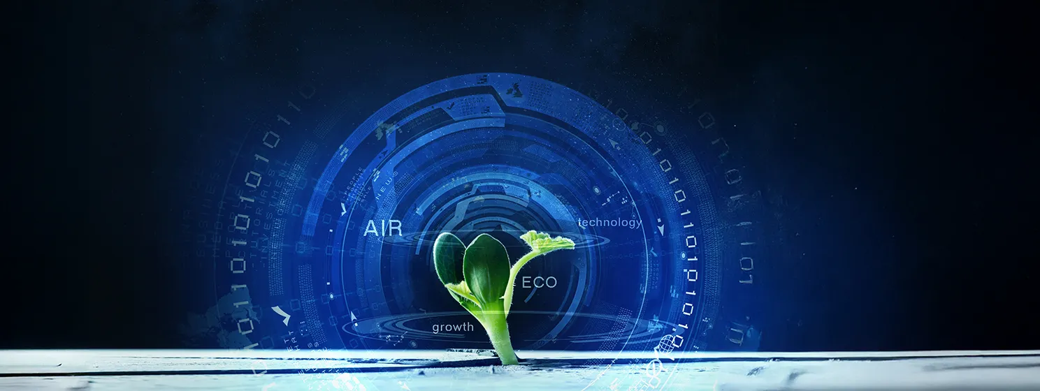 Sprout in a blue tech background